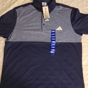 Adidas Men's Blue and Gray Polo Shirt